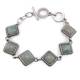 Bratara Aventurin cu montura din metal, model funie rombic