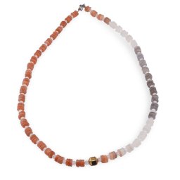 Colier mix Piatra lunii sfere si rondele 3-6mm si element din Hematit auriu 7mm