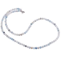 Colier Acvamarin sfere fatetate cu Argint 925, 4mm