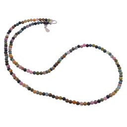 Colier Turmalina multicolora sfere cu Argint 925, 3mm