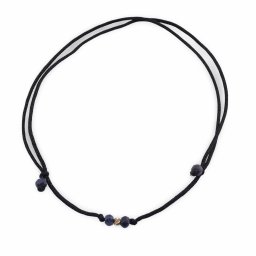 Bratara reglabila pe snur negru cu Safir discuri fatetate 3mm si un bumb de aur