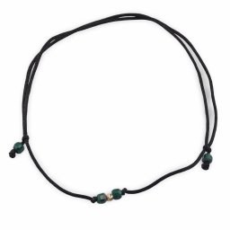 Bratara reglabila pe snur negru cu Malachit cuburi fatetate 3mm si un bumb de aur