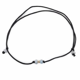 Bratara reglabila pe snur negru cu Larimar discuri fatetate 3mm si un bumb de aur
