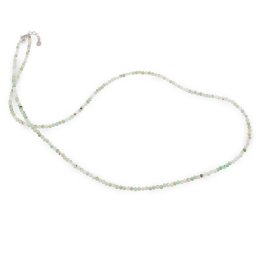 Colier Crisopraz verde sfere fatetate cu Argint 925, 2mm