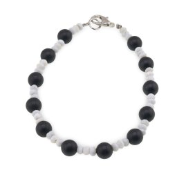 Bratara Ecoul Tacerii - Onix negru mat 6mm si Opal albastru 3mm