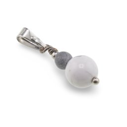 Pandantiv Howlit sfere 8mm si Obsidian fulg de nea sfere 4mm