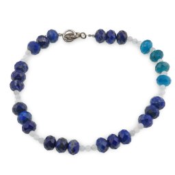 Bratara Lapis lazuli si Apatit discuri fatetate 6mm si Acvamarin sfere fatetate 2mm