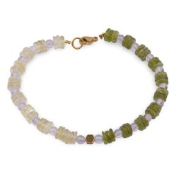 Bratara Peridot si Prasiolit discuri 6mm, Ametist sfere 4mm si Hematit auriu 4mm