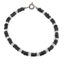 Bratara Turmalina neagra discuri 4-5mm si Piatra Lunii sfere 3mm