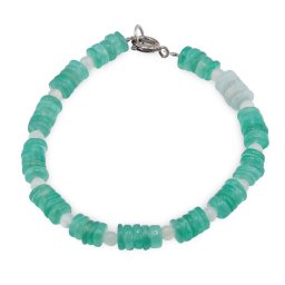 Bratara Onix verde si Amazonit 5-6mm si Piatra Lunii sfere 3mm