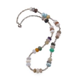 Colier Labradorit sfere 3mm si Mix Cristale discuri fatetate 8-9mm