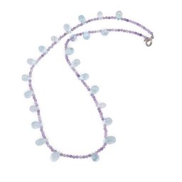 Colier Ametist sfere fatetate 2mm si Topaz briolete fatetate 6-8mm