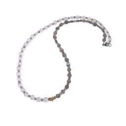 Colier Labradorit banuti 5mm, sfere 3mm si Cristal de stanca banuti 5mm si Hematit auriu steluta
