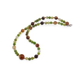 Colier Agat maro 8-12mm, Agat verde cu galben 6mm si elemente aurii