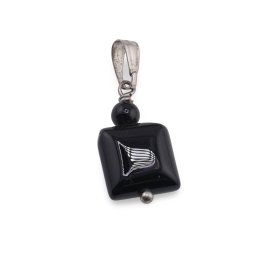 Pandantiv Onix patrat 10mm si sfera 4mm