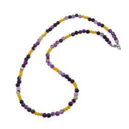 Colier Agat mov 4mm si Agat galben discuri fatetate 3mm