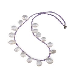 Colier Ametist sfere fatetate 2mm si Citrin briolete 12-15mm