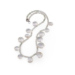 Colier Prehnit discuri fatetate 3mm si Citrin briolete 12-14mm