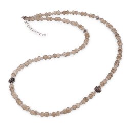 Colier Cuart Fumuriu discuri fatetate 4mm, sfere fatetate 2mm si argint 925
