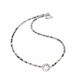 Colier Cuart turmalinat sfere fatetate 3mm si element de argint 925