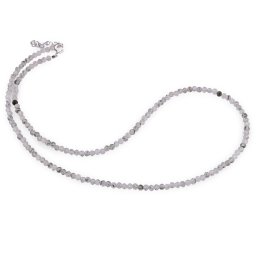 Colier Prasiolit sfere fatetate, 3mm