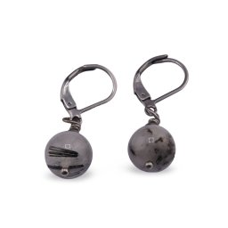 Cercei cu agatatoare Cuart turmalinat sfere 10mm