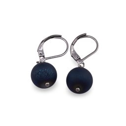 Cercei cu agatatoare Cuart electroplacat albastru sfera 10mm