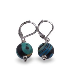 Cercei cu agatatoare Compozit albastru sfera 10mm