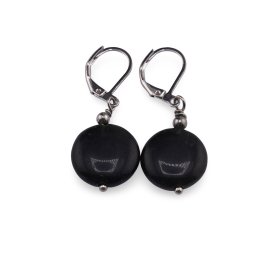 Cercei cu agatatoare Turmalina banuti 14mm
