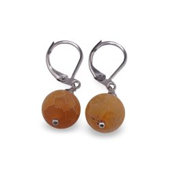 Cercei cu agatatoare Agat spider galben sfera 10mm
