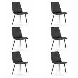 Set 6 scaune bucatarie/living, Artool, Lava, catifea neagra, picioare metal negru, 43x51x90 cm