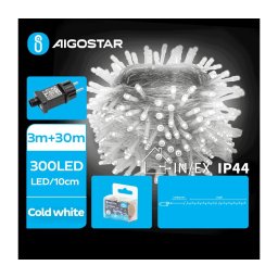 Aigostar - Ghirlandă LED de Crăciun pentru exterior 300xLED/8 funcții 33m IP44 alb rece