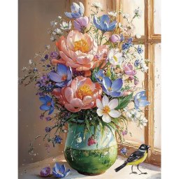 Set goblen cu diamante, cu sasiu, Respiratia gradinii, 40x50 cm