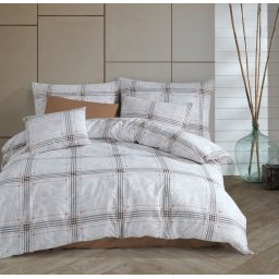 Lenjerie de pat din bumbac 100%, dubla, cu 2 fete de perna, Valentini Bianco model Quatre