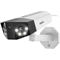 Camera de supraveghere pentru exterior Reolink Duo Series P730 PoE , 8MP ,4K, cu lentile duble in aer liber, vedere panoramica 180°, detectie persoane/vehicule/animale, Color Night Vision, audio bidirectional (Alb)