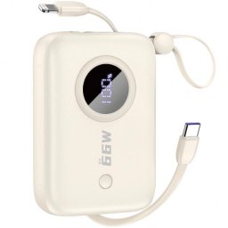 Baterie Externa Dudao K14, 10000mAh, 66W, QC + PD, 1 x USB-A, 1 x USB-C, Bej