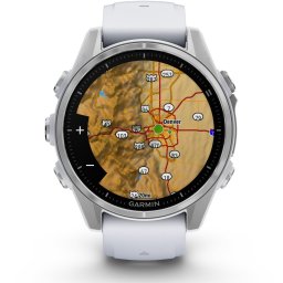Smartwatch Garmin fenix 8, 43mm, AMOLED, Glass, Otel inoxidabil, Silver, Whitestone Silicone Band