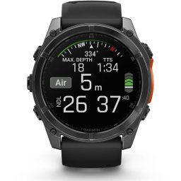 Smartwatch Garmin fenix 8, 51mm, AMOLED, Glass, Otel inoxidabil, Slate Gray, Black Silicone Band