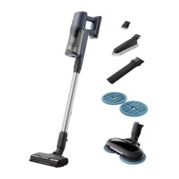 Aspirator vertical Electrolux Seria 600 EP61H21WET, 21.6V, 2500 mAh, recipient praf 0.5l, tub inox, perie PowerPro multisuprafete cu LED, Perie PowerPro MOP cu 4 lavete rotative incluse, 79 dB, autonomie max 50 minute, albastru denim