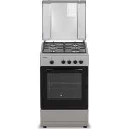 Aragaz Heinner HFSC-SME50SL, Gaz, 4 arzatoare, Dispozitiv siguranta plita si cuptor, 50 cm, Argintiu