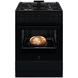 Aragaz Electrolux LKG504013K, Gaz, 4 arzatoare, Aprindere integrata plita si cuptor, Siguranta plita si cuptor, Autocuratare catalitica, Grill electric, Rotisor, Clasa A, 60 cm, Negru