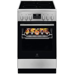 Aragaz Electrolux LKR540267X, Electric, Vitroceramica, 4 zone de gatit, Raft BBQ, Timer electronic, Grill, Iluminare cuptor, Clasa A, 50 cm, Inox