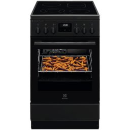 Aragaz Electrolux LKR564276K, Electric, Vitroceramica, 4 zone de gatit, SteamBake, Timer cu display electronic, Autocuratare catalitica, Iluminare cuptor, Grill, Clasa A, 50 cm, Negru mat