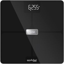 Cantar inteligent Tefal Goodvibes Health BM9670S1, 14 indicatori de masurare, ecran LCD, utilizatori nelimitati, capacitate maxima 180 kg, conectivitate iOS/Android, sticla tratata termic, aplicatie dedicata Goodvibes, negru