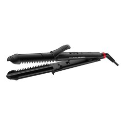 Aparat de coafat multifunctional 3 in 1 Rowenta x Karl Lagerfeld Fashion Stylist CF451LF0, 66W, invelis ceramic, temperatura reglabila 170-200 °C, varf rece, generator de ioni, incalzire rapida in 45s, negru & rosu