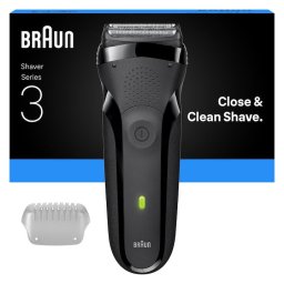 Aparat electric de ras Braun Seria 3 300S, 3 Lame Flexibile, Utilizare umeda/uscata, Proiectat in Germania, Gri