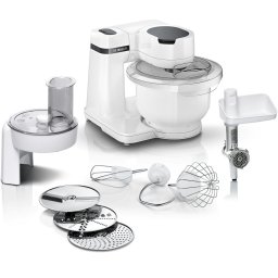 Robot de bucatarie Bosch MUMS2AW21, 700 W, masina de tocat, feliator, accesorii razuire, 4 viteze, bol 3.8 l, Mixare planetara 3D, Alb