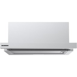 Hota telescopica Heinner HTCH-MD600IX, 60cm, 630 m3/h, 2 trepte de viteza, motor: 1 x 215w, lumina led: 1 x 1.5w, 2 filtre aluminiu, diametru tub de evacuare: 150 mm, inox