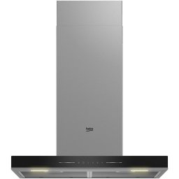 Hota incorporabila decorativa Beko BHCB66641BBHS, Putere de absorbtie 710 mc/h, Senzor de temperatura, Lumina ajustabila, Electronic Touchcontrol, Avertizare curatare/inlocuire filtru, Panou sticla, Negru