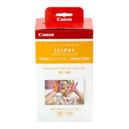 Set hartie foto si cartus Canon RP-108 pentru Canon Selphy: CP820, CP910, CP1000, CP1200, produs similar cu KP-108IN